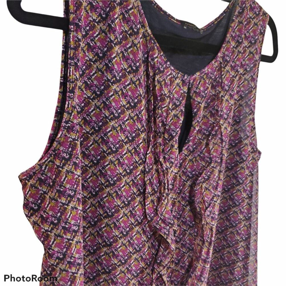 Ann Taylor Loft | Modern Print Tank Top with Ruffles - Picture 2 of 6